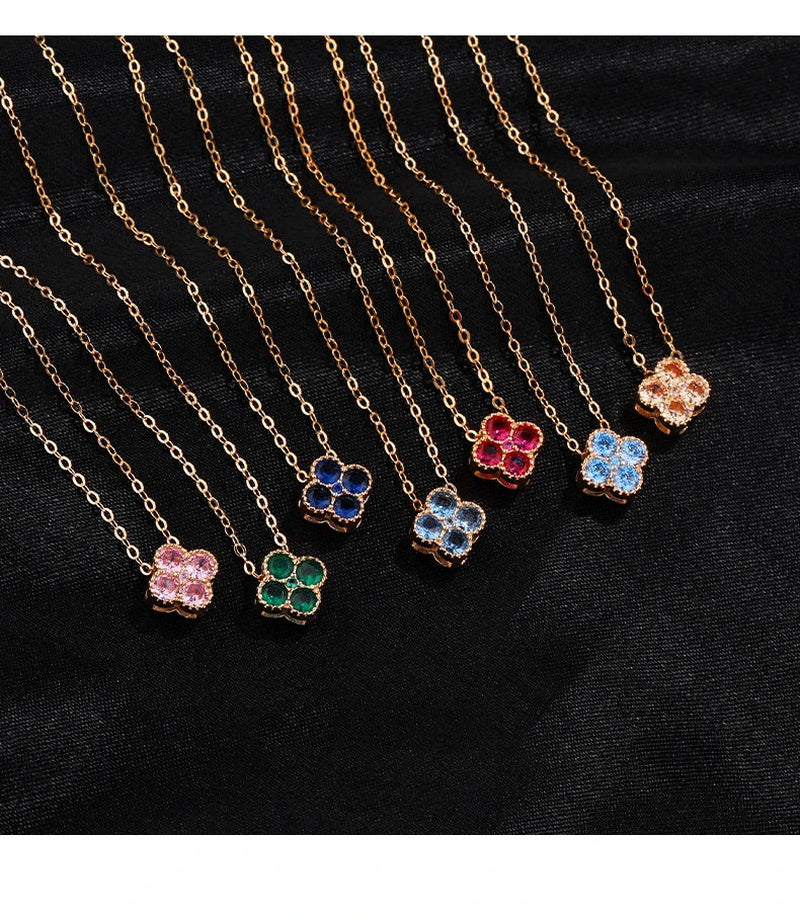 Dainty Birthstone Clover Necklace - S925 Silver