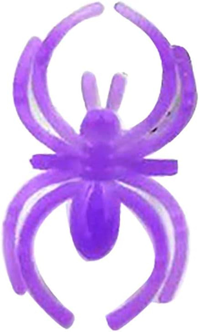 Halloween Accessories,Plastic Spider/Bat Women Finger Ring Halloween Christmas Birthday Party Cosplay Masquerade Drama Performance Carnival Decor Light Purple 5Pcs