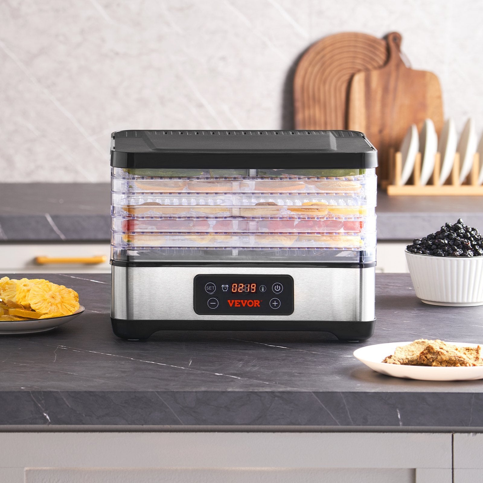 Food Dehydrator Machine, 5-Tray Fruit Dehydrator, 300W Electric Food Dryer Digital Adjustable Timer & Temperature For Jerky, Herb, Meat, Beef, Fruit, Dog Treats And Vegetables, ETL Listed