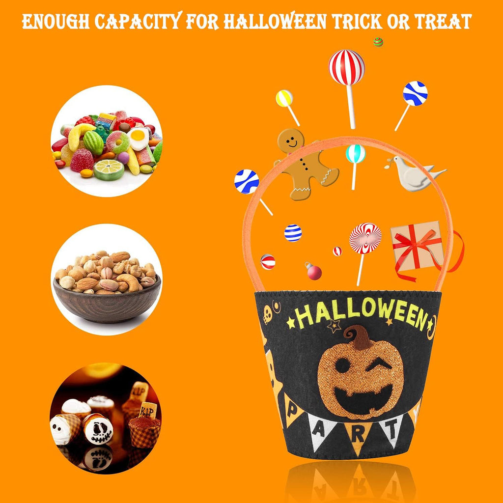 3 Pcs Halloween Candy Bags for Trick or Treat, Cute Bats Witch Pumpkin Goody Basket Kids Halloween Party Favor Supplies (A-Halloween Candy Bag)