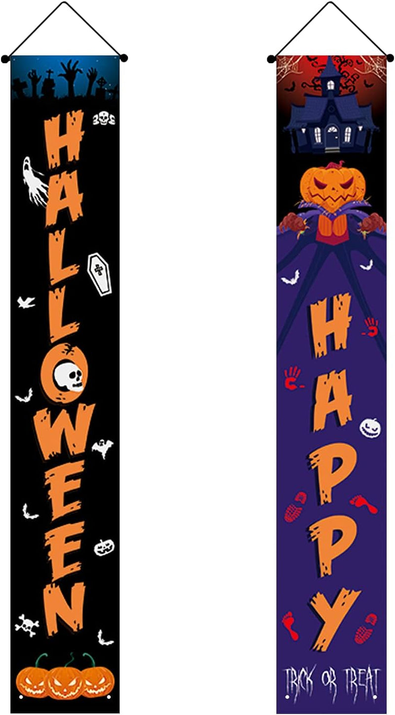 Halloween Banner Outdoor, Halloween Decorations Front Porch Happy Halloween Banner, Outdoor Halloween Banner for Front Door outside Yard Garland Party Supplies