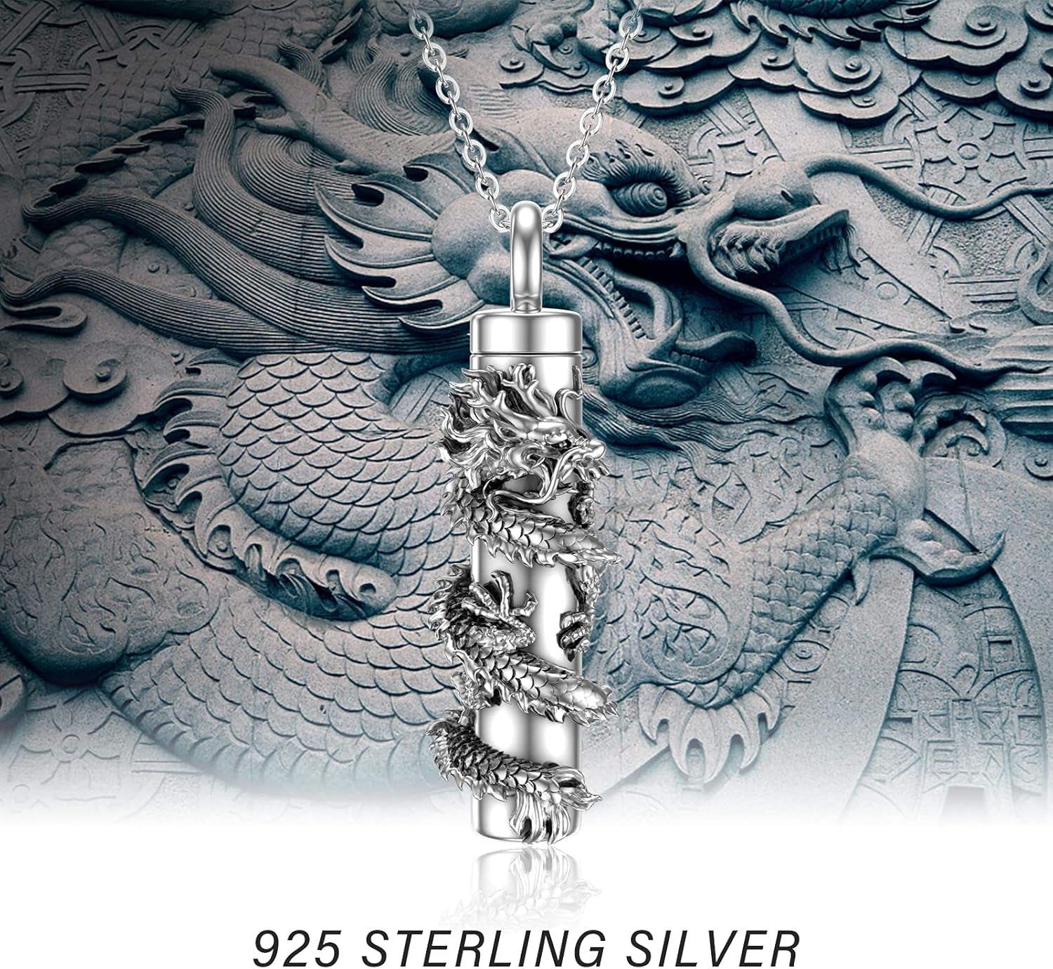 Cremation Jewelry for Ashes 925 Sterling Silver Dragon/Angel Wing/Rose/Sunflower/Dragonfly/Pet Paw Print Urn Necklace for Ashes Keepsake Memorial Jewelry Gifts for Women Men