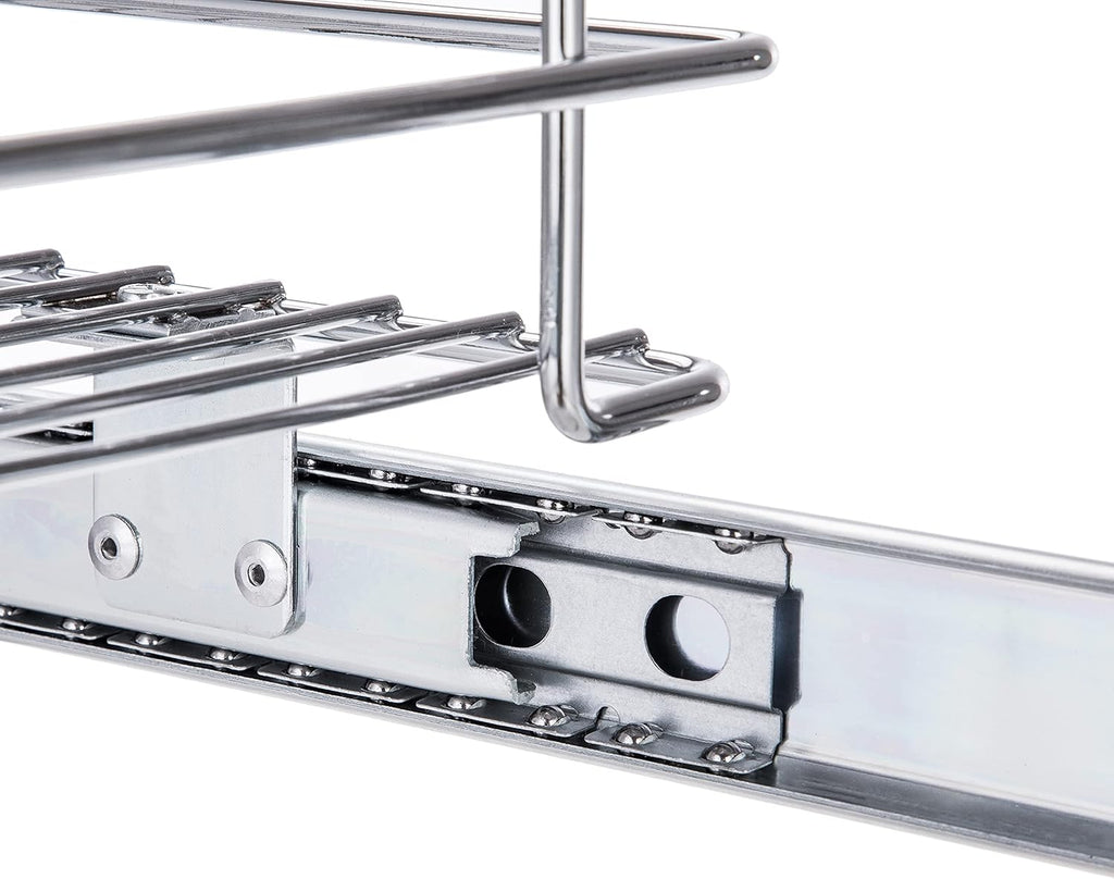 Pull Out Kitchen Cabinet Organizer with Two Tiers of Storage, 11” W X 20” D