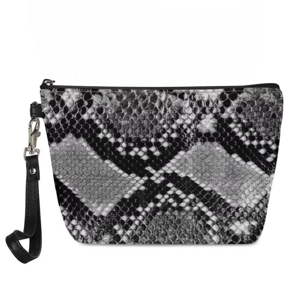 Makeup Travel Bag Snake Skin Print Cosmetic Bag Make up Organizer Case Pouch for Women Purse for Toiletries Accessories Brushes