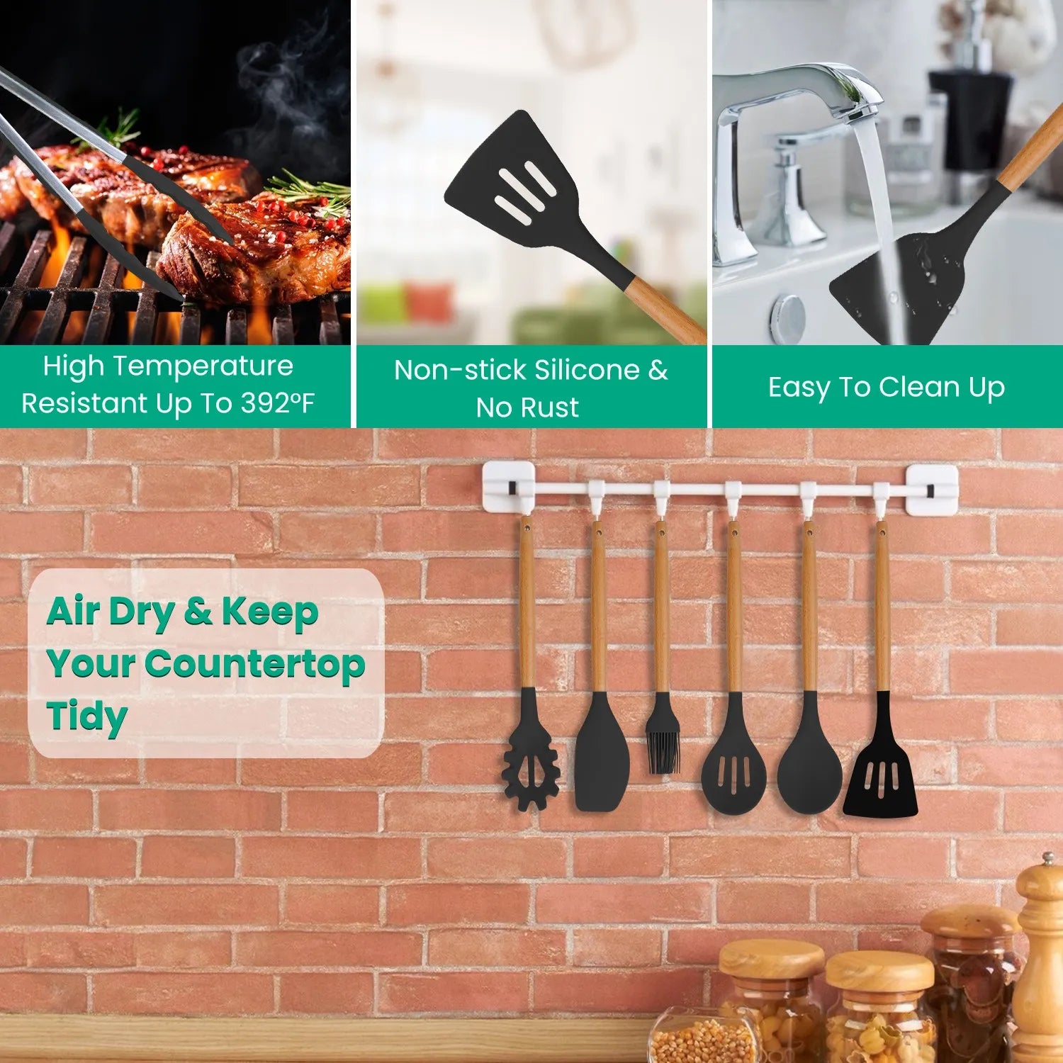 35Pcs Kitchen Cooking Utensils Set Spatula Set Baking Utensil Set Kitchen Accessories Necessities with Holder Egg Whisk
