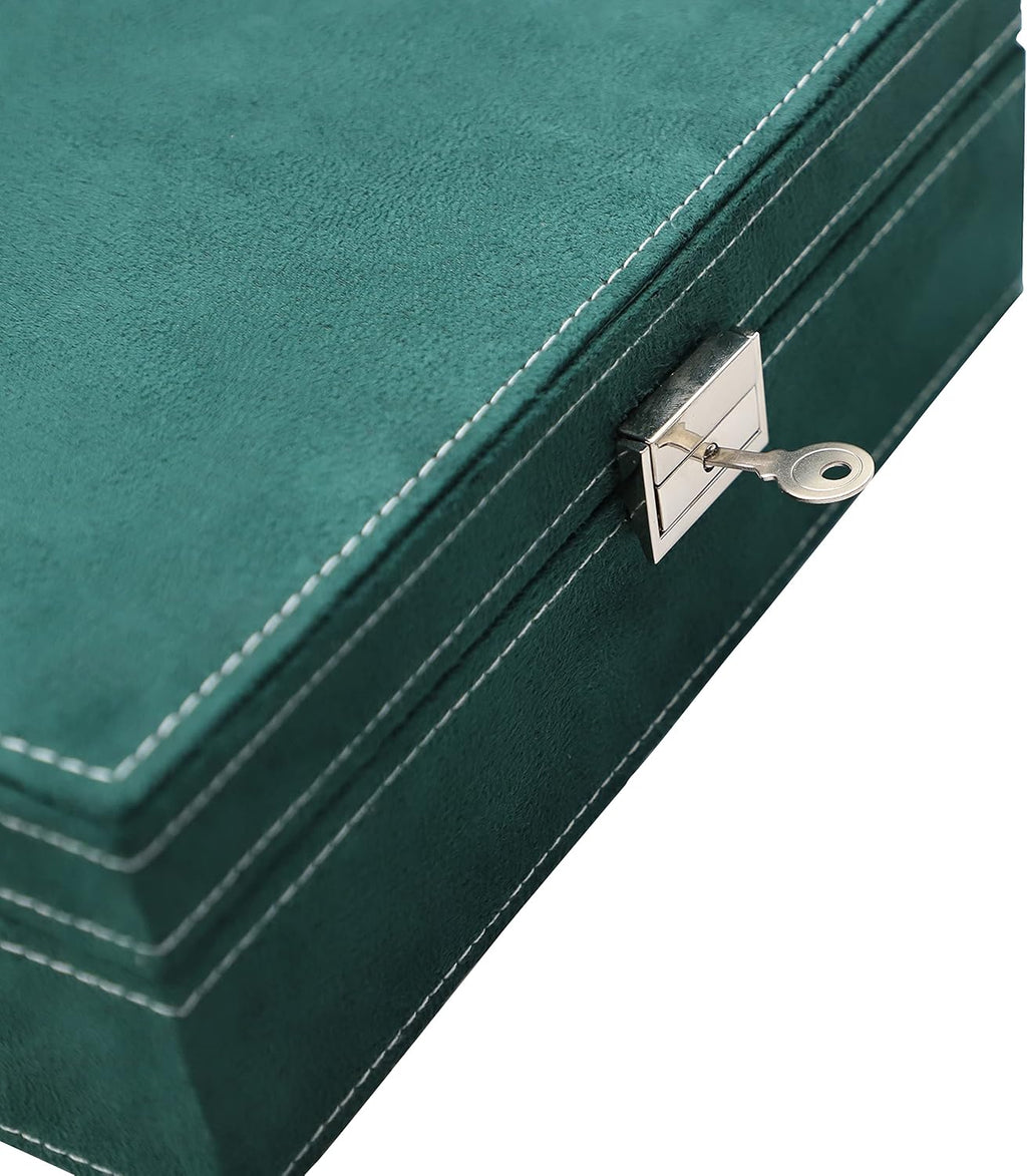 2 Layer Jewelry Box Jewelry Holder Organizer for Necklace Bracelets Rings Watches Storage Case with Lock