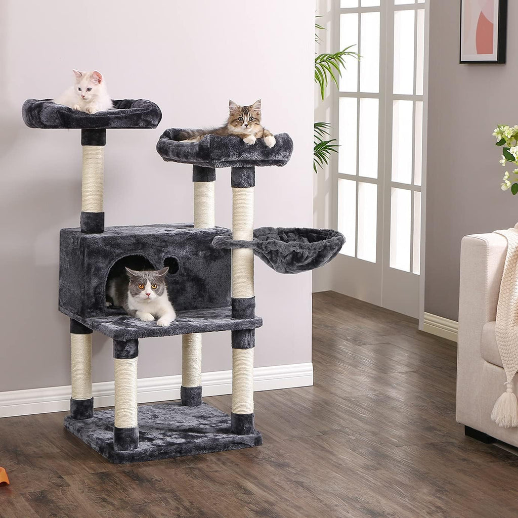 Cat Tree Cat Tower Large Cat Condo and Top Plush Perches Cat House with Sisal Scratching Post Kitty Stand Climbing Furniture MMJ52H