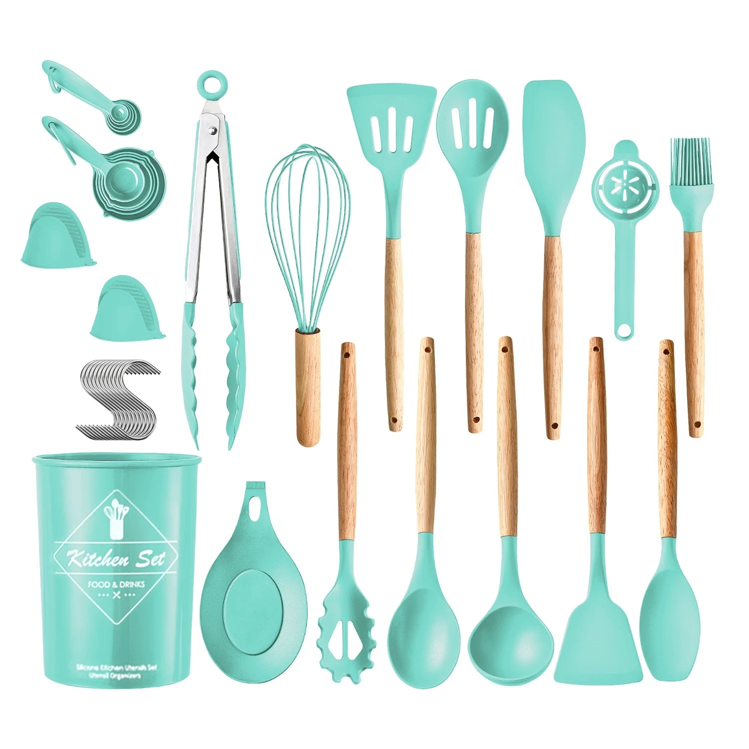 35Pcs Kitchen Cooking Utensils Set Spatula Set Baking Utensil Set Kitchen Accessories Necessities with Holder Egg Whisk