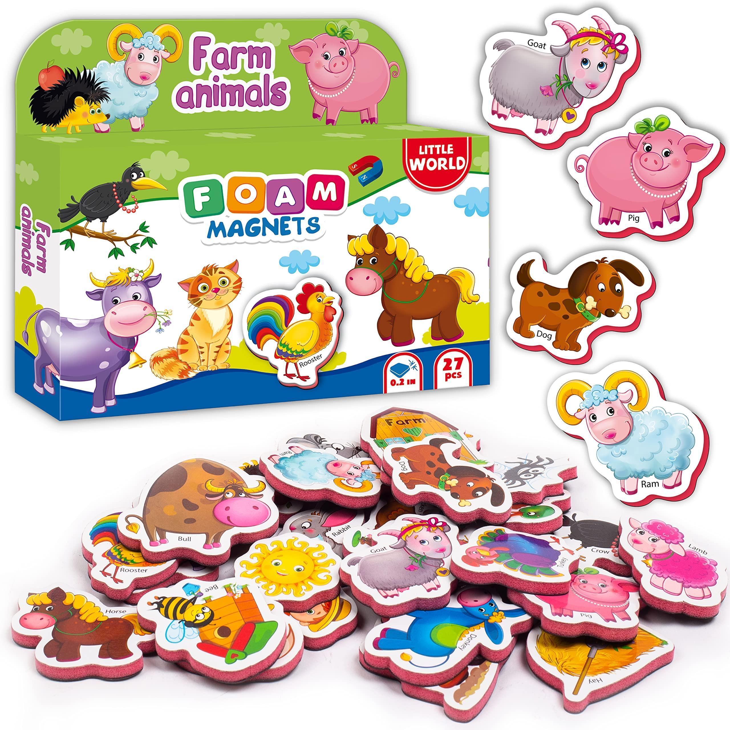 27 Foam Fridge Magnets for Toddlers 3 Years Farm Animals Magnets for Kids