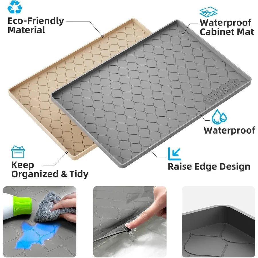 Silicone under Sink Mat 22 X 19 Kitchen Essentials and Gadgets Shelf Liner and Cabinet Protector Home Organizers and Storage Wa