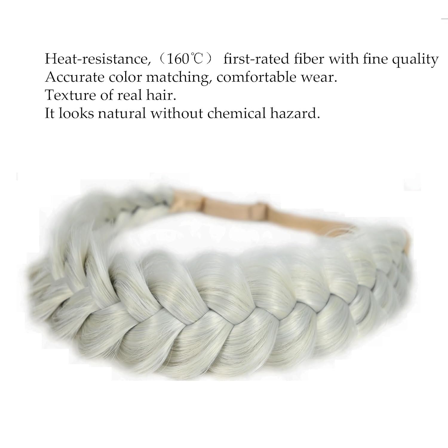Synthetic Hair Braided Headband Classic Wide Strands Wedding Disorderly Fluffy Braids Wig Band Women Beauty Accessory