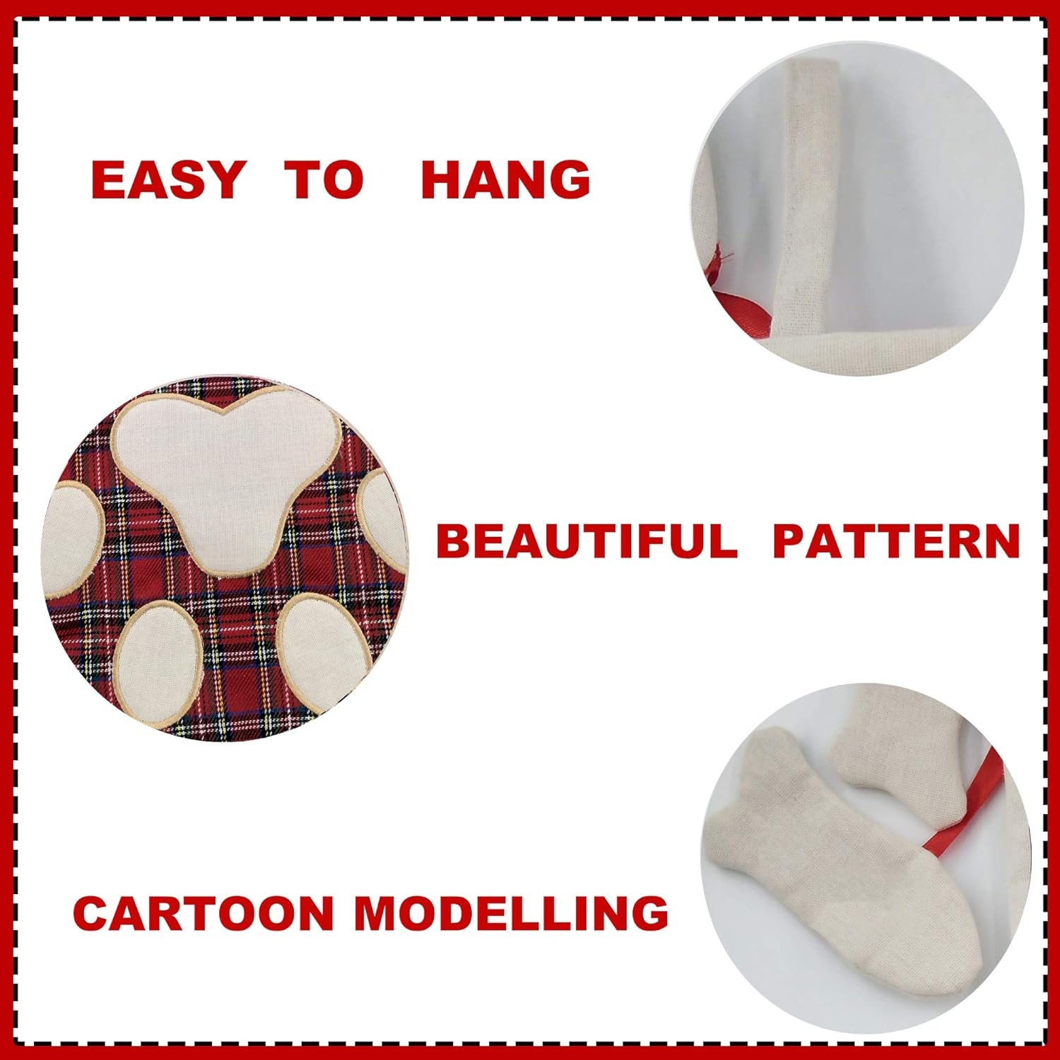 Cat Christmas Stocking, Pet Christmas Stocking, Animal Christmas Stockings, Pet Paw Pattern Stocking,Classic Hanging Stocking for Christmas Decorations