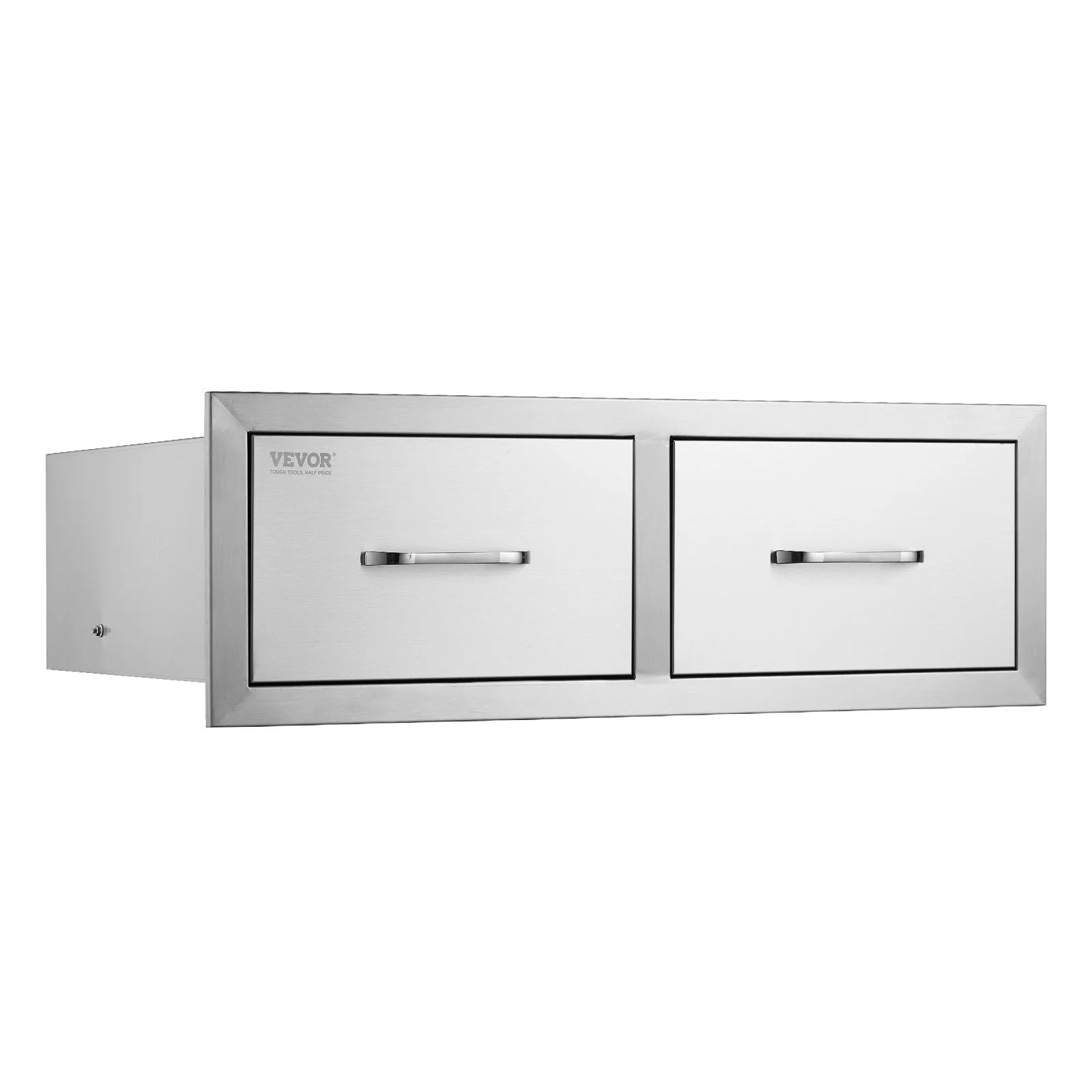 VEVOR Outdoor Kitchen Drawers 30 W X 10 H X 20 D, Horizontal Double BBQ Access Drawers Stainless Steel with Handle, BBQ Island Drawers for Outdoor Kitchens or Patio Grill Station