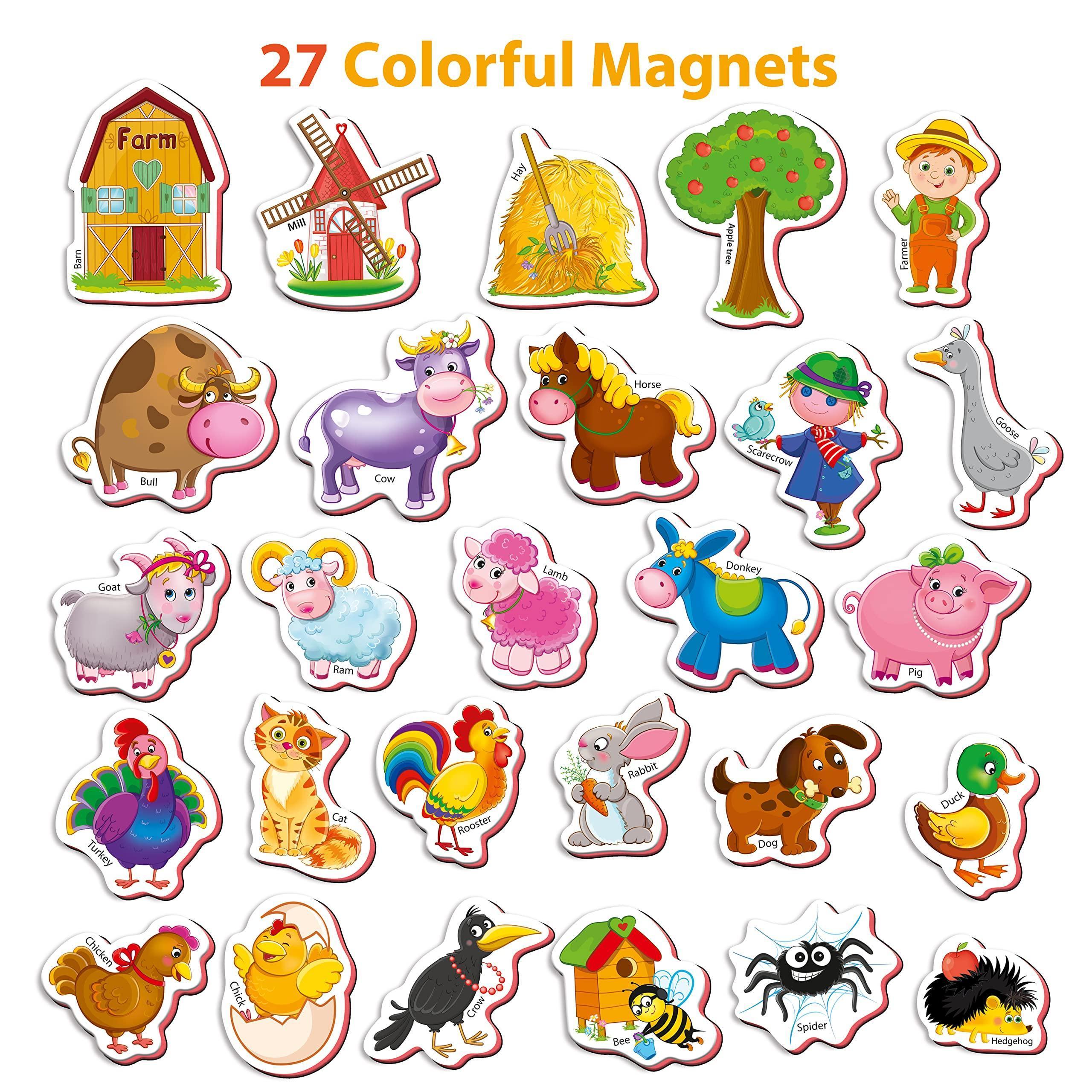 27 Foam Fridge Magnets for Toddlers 3 Years Farm Animals Magnets for Kids