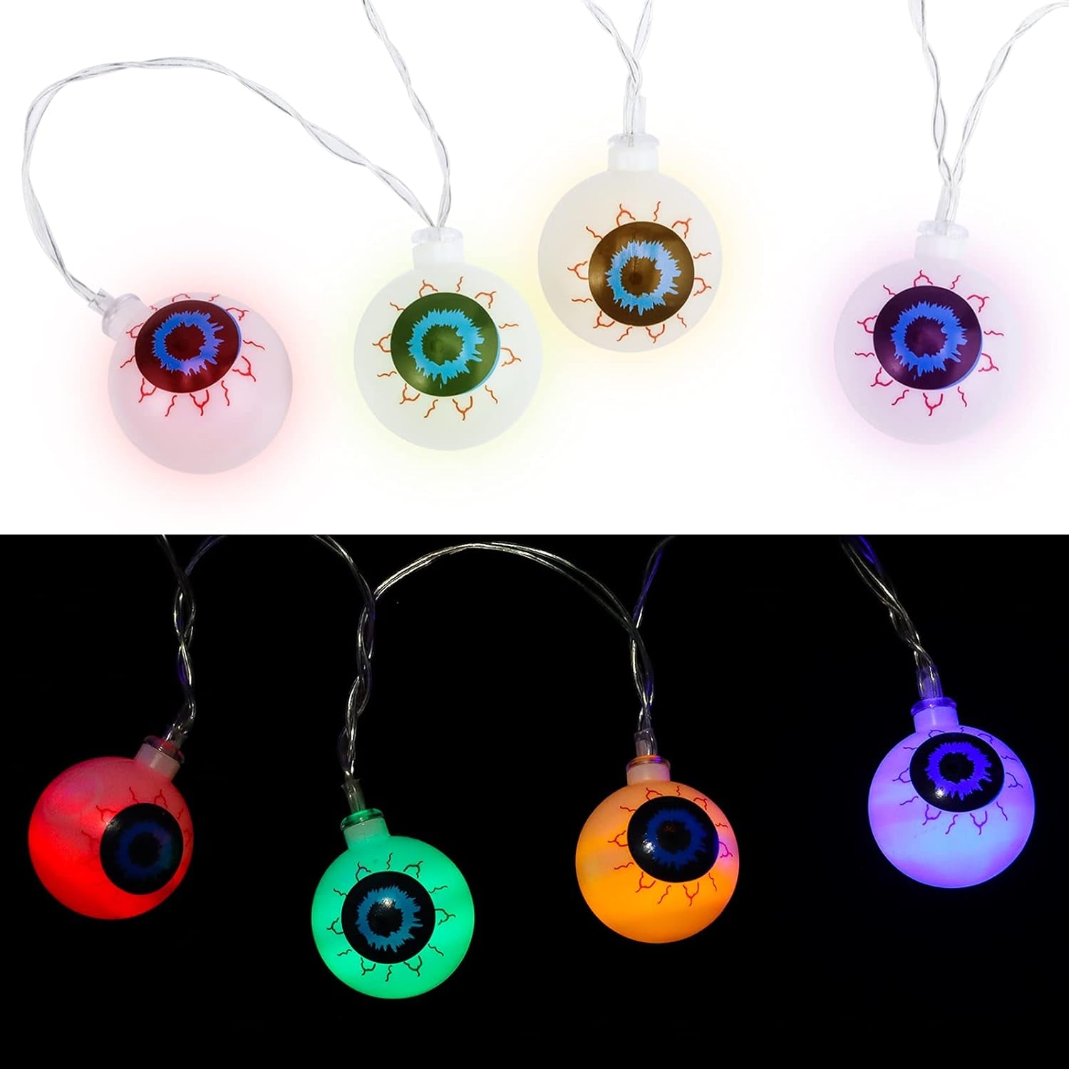 Halloween Eyeball String Lights - 10 Ft 20 LED Halloween Decorations String Lights Eyeball String Lights for Indoor Outdoor Halloween Party Garden Decoration,Color