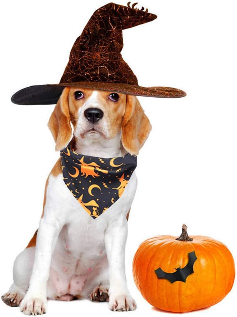 4PCS Halloween Dog Bandana Pumpkin Ghost Witch Halloween Bandana Puppy Holiday Bibs Scarf Accessories for Dogs Cats Pets