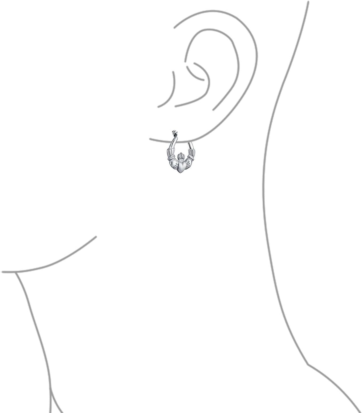 BFF Love Lightweight Sparkling Diamond-Cut Angel Wings Heart Celtic Claddagh Hoop Earrings for Women Teen Gold Plated .925 Sterling Silver Diameter .5-1 Inch