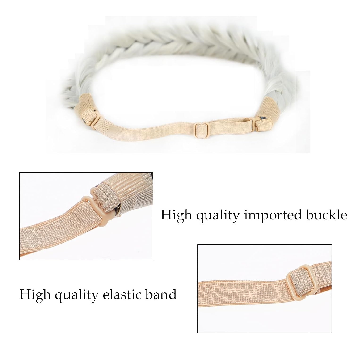 Synthetic Hair Braided Headband Classic Wide Strands Wedding Disorderly Fluffy Braids Wig Band Women Beauty Accessory