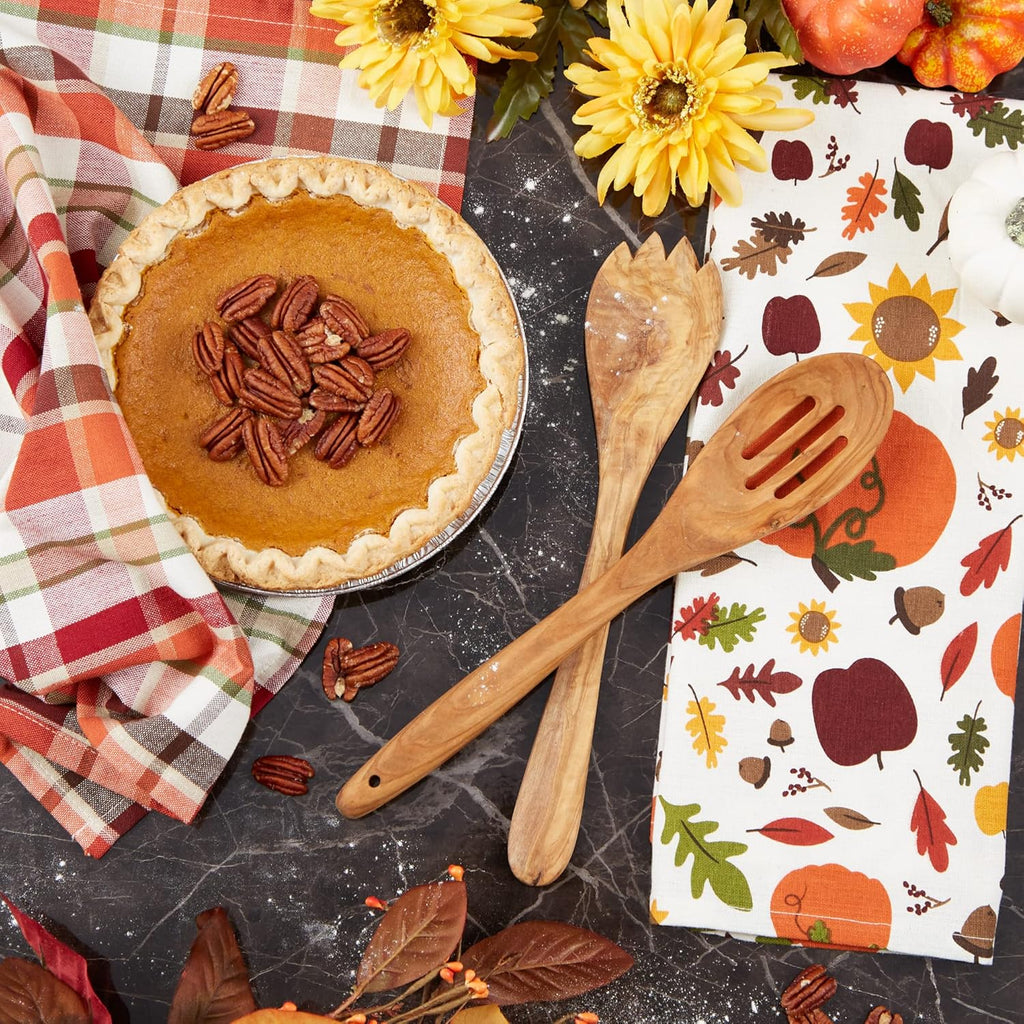 Fall Basics Kitchen Dishtowel Collection Printed & Plaid Fall Dish Towel Set, 18X28, Pumpkin Spice, 2 Count