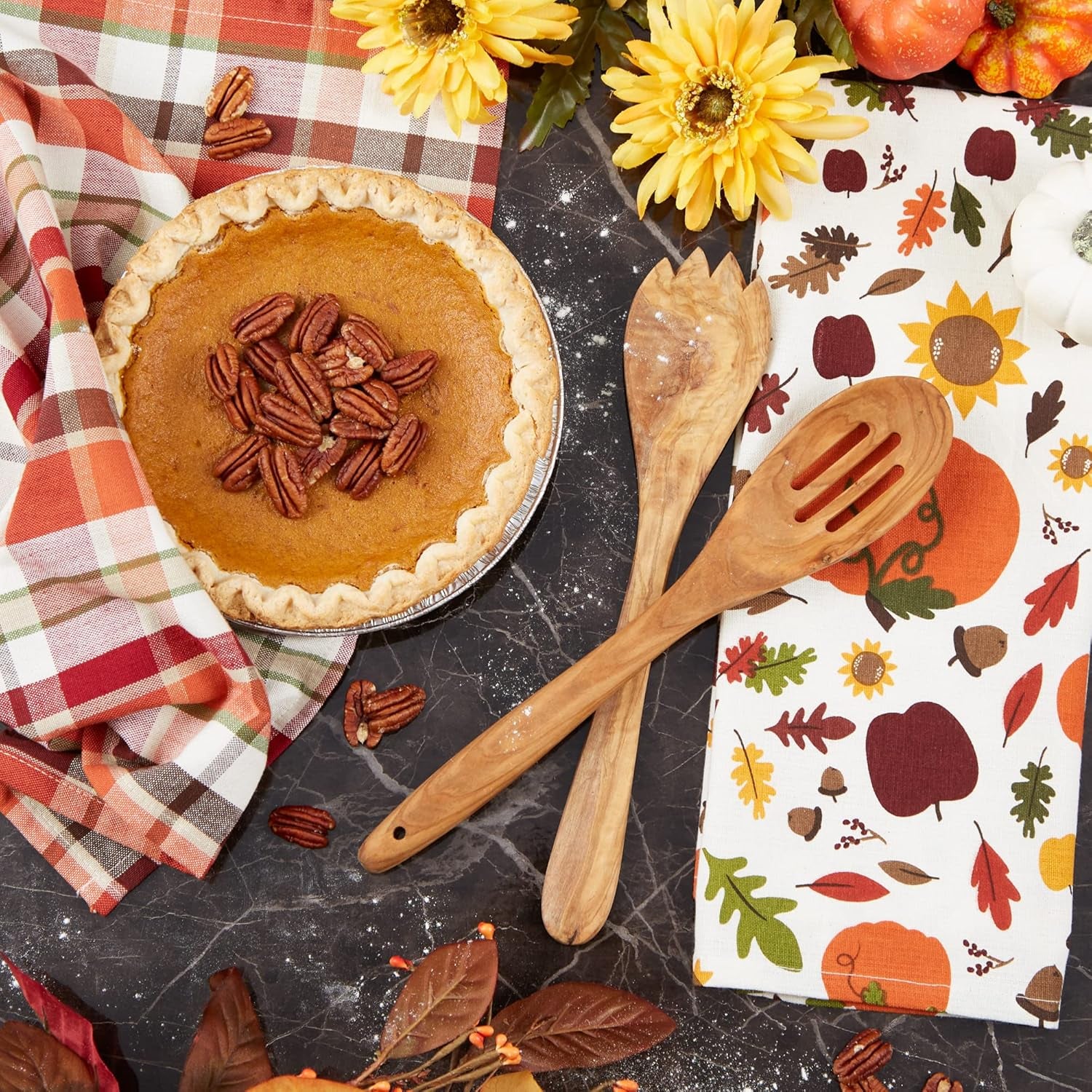 Fall Basics Kitchen Dishtowel Collection Printed & Plaid Fall Dish Towel Set, 18X28, Pumpkin Spice, 2 Count