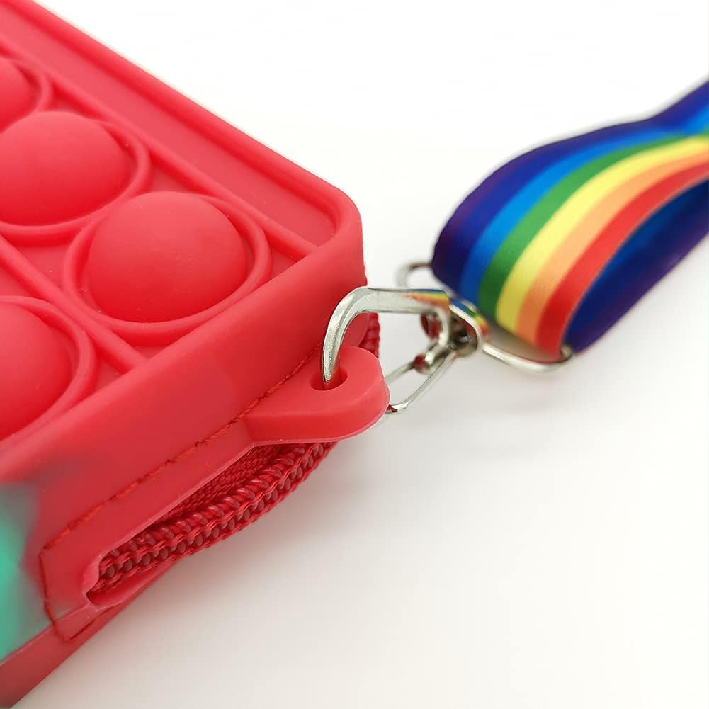 Pop It Purse Fidget POP IT Bag for Girls Women Pop It Bags Pop It Fidget Purse Bags Toys for Girls Fidget Purse Cross Body Handbags Cute Purse Sensory Toys Rainbow Pop Bag