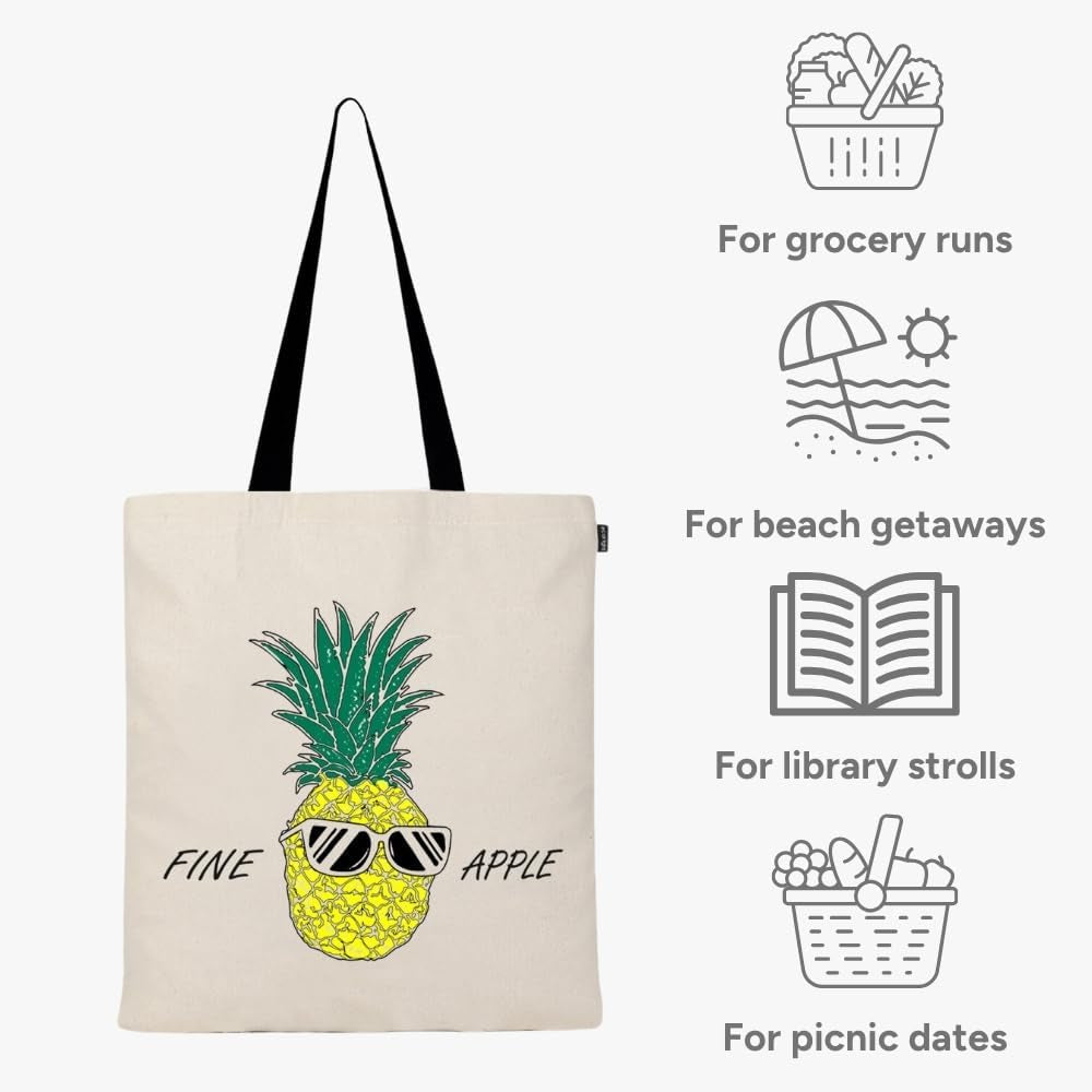 Canvas Reusable Cotton Tote Bag for Women, for School, Grocery, Shopping, Beach & Gifts for Womens