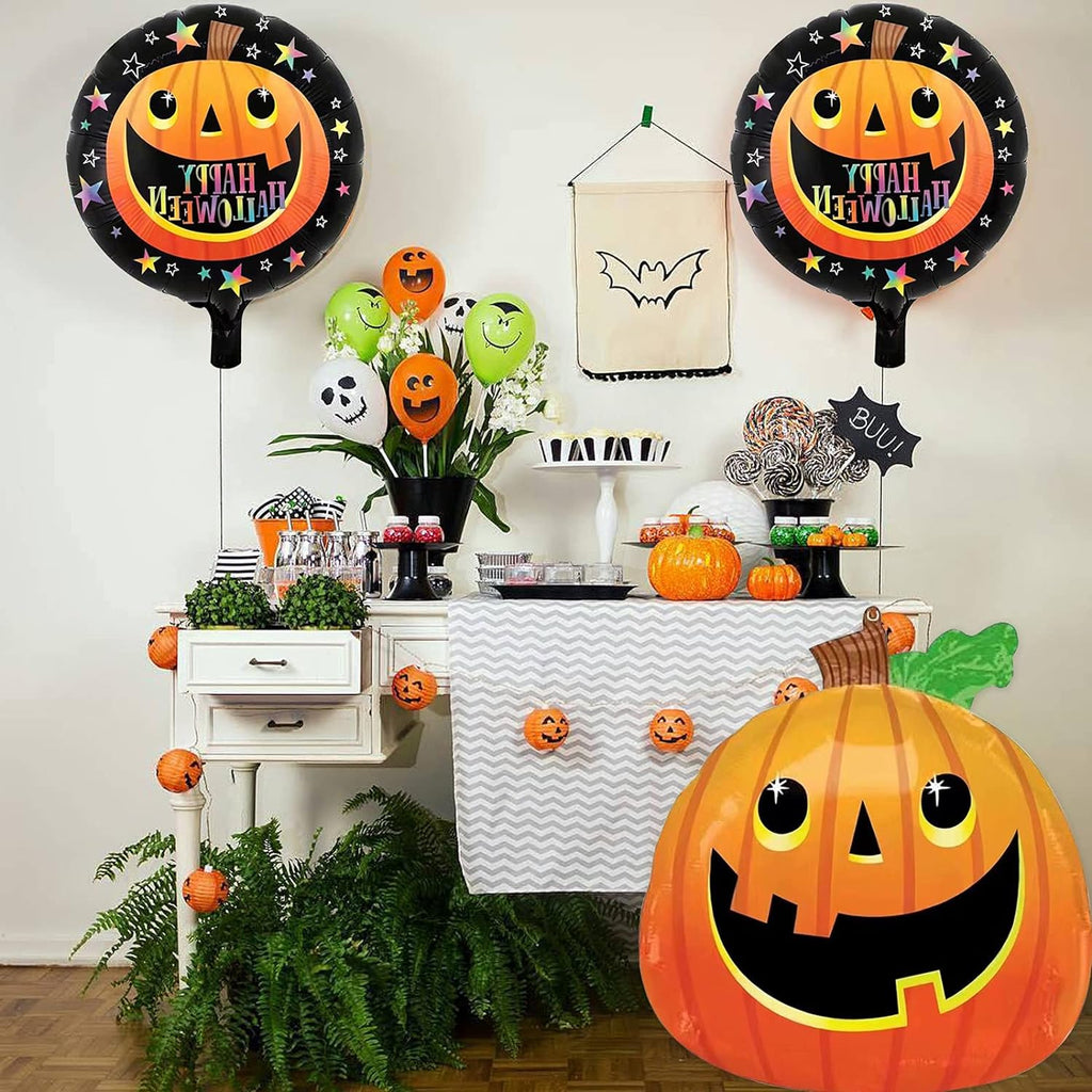5PCS Large Halloween Foil Balloons Pumpkin Giant Balloon for Halloween Party Decorations Supplies
