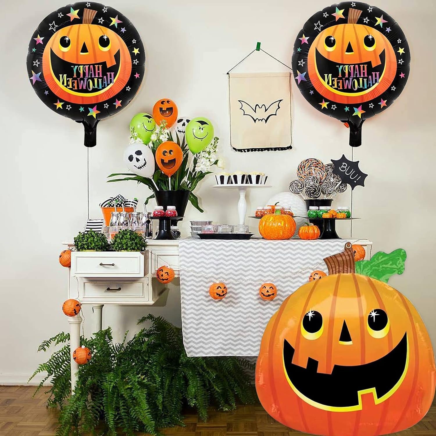 5PCS Large Halloween Foil Balloons Pumpkin Giant Balloon for Halloween Party Decorations Supplies