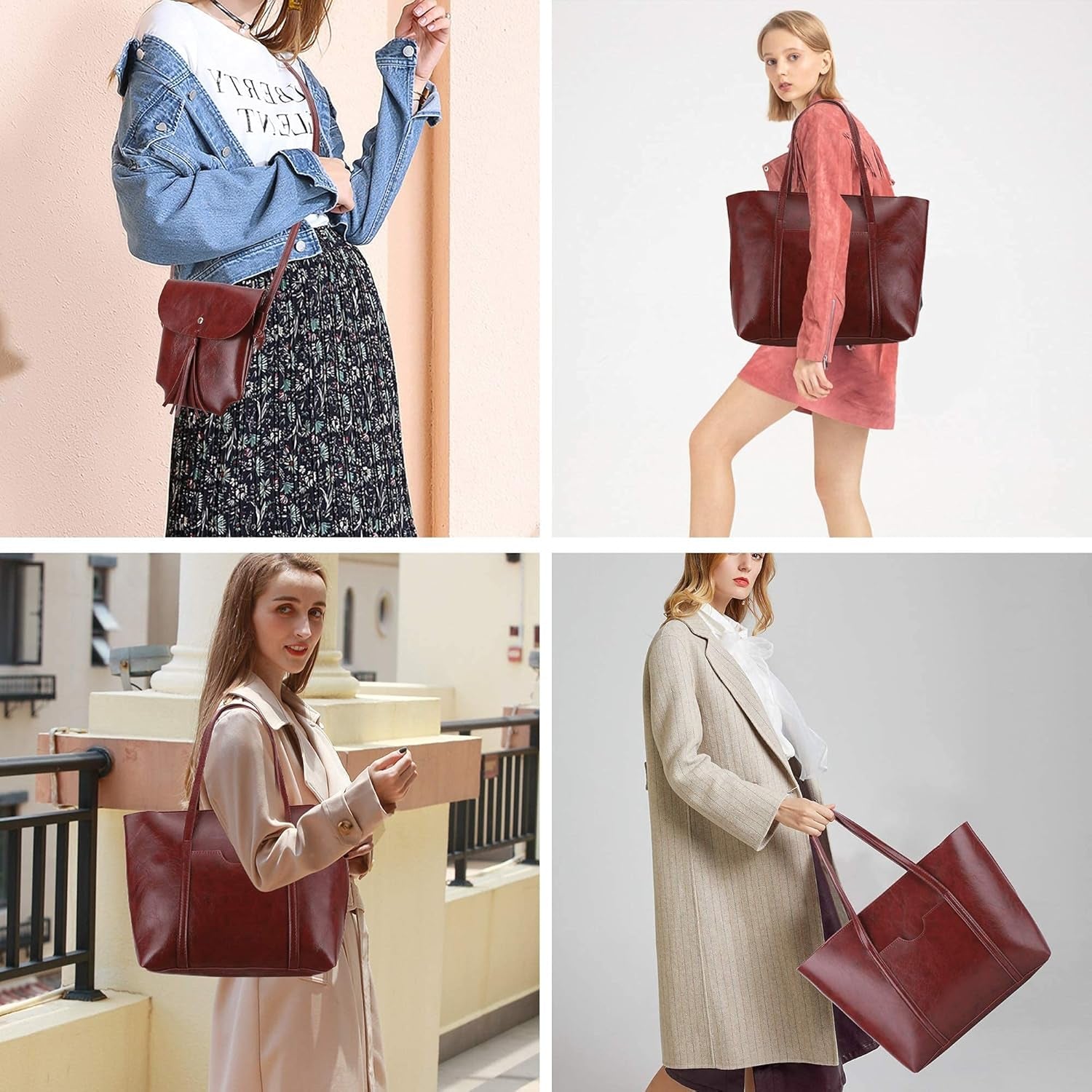 Handbag for Women Shoulder and Purse Bag Fashion Tote Bag Top Handle Satchel Purse Set 4Pcs