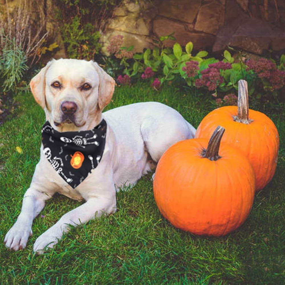 4PCS Halloween Dog Bandana Pumpkin Ghost Witch Halloween Bandana Puppy Holiday Bibs Scarf Accessories for Dogs Cats Pets