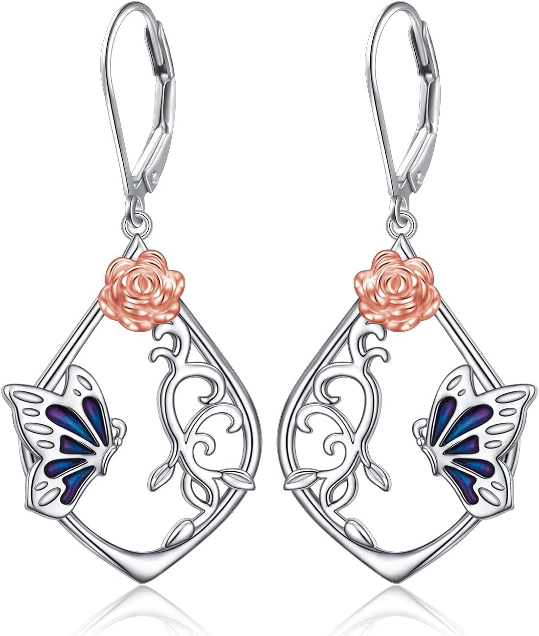 925 Sterling Silver Filigree Dangle Drop Earrings Daisy/Lotus/Rose Flower/Moonstone Leverback Teardrop Earrings for Women Infinity Celtic Knot Daisy Lotus Jewelry for Mothers Day