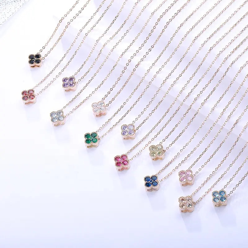 Dainty Birthstone Clover Necklace - S925 Silver