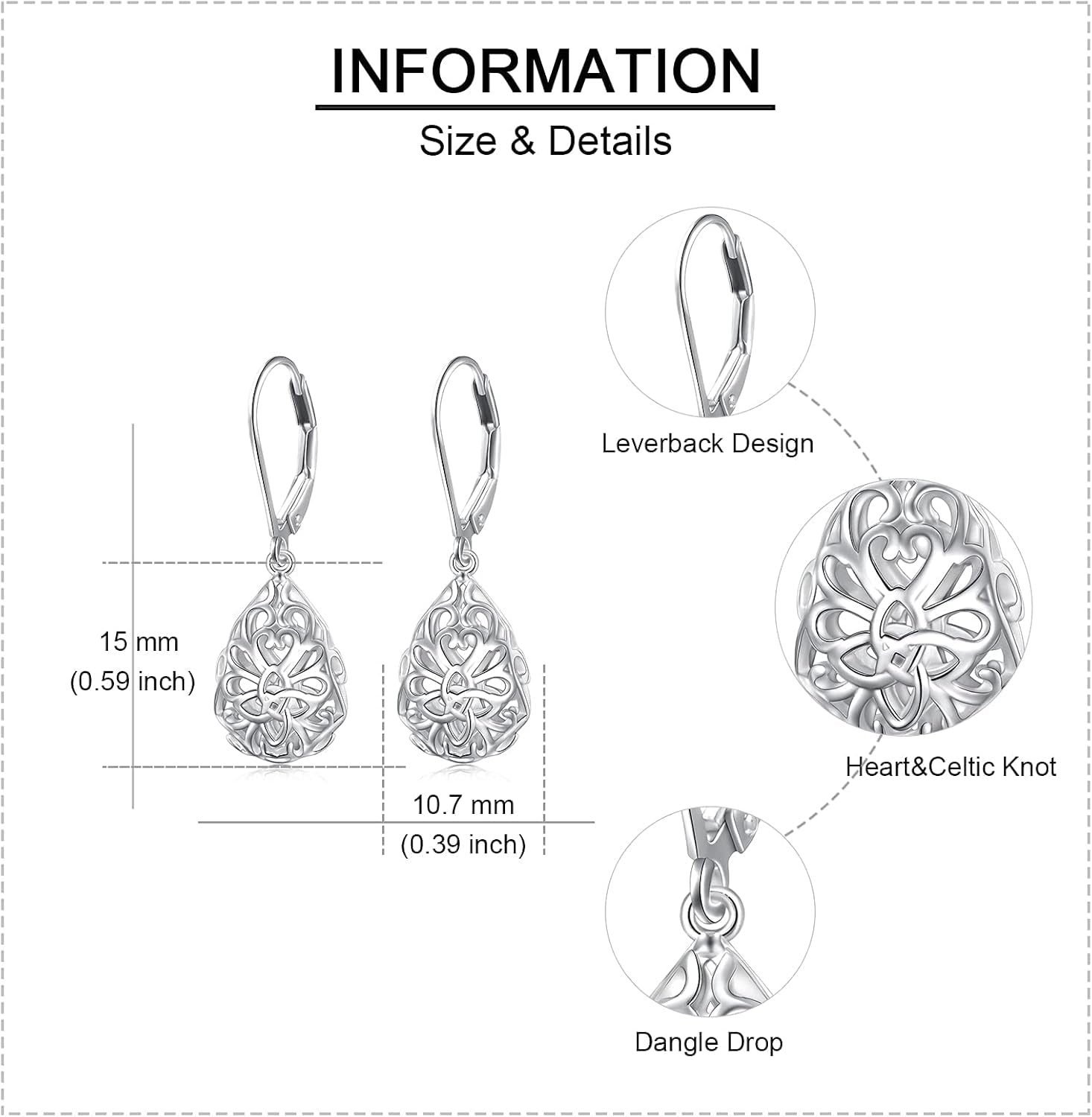 925 Sterling Silver Filigree Dangle Drop Earrings Daisy/Lotus/Rose Flower/Moonstone Leverback Teardrop Earrings for Women Infinity Celtic Knot Daisy Lotus Jewelry for Mothers Day