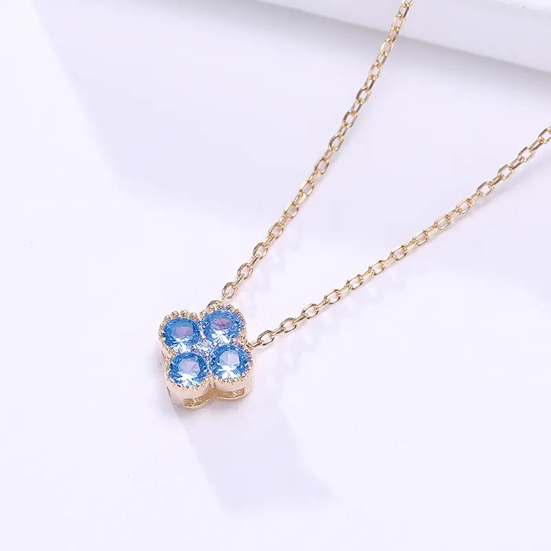 Dainty Birthstone Clover Necklace - S925 Silver