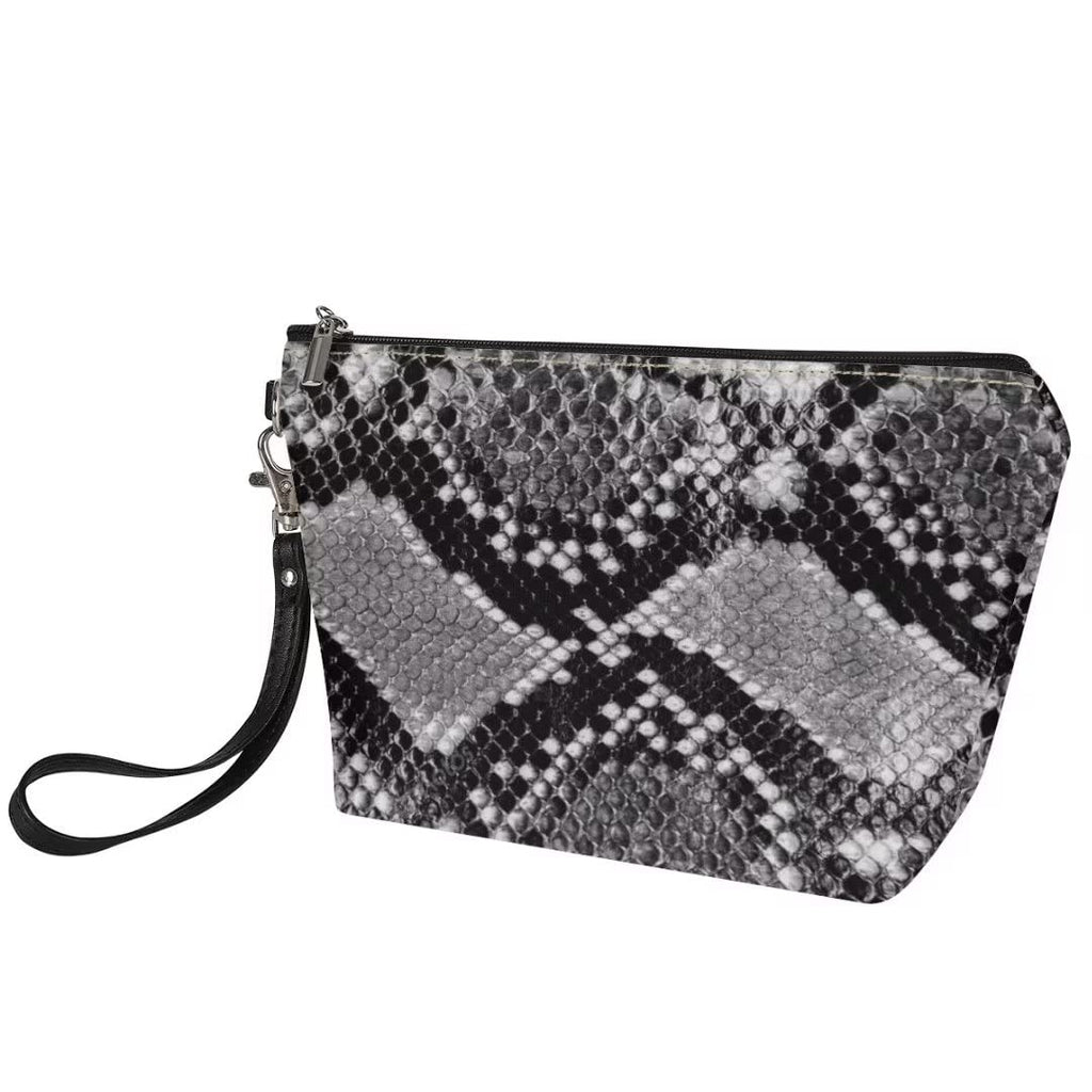 Makeup Travel Bag Snake Skin Print Cosmetic Bag Make up Organizer Case Pouch for Women Purse for Toiletries Accessories Brushes