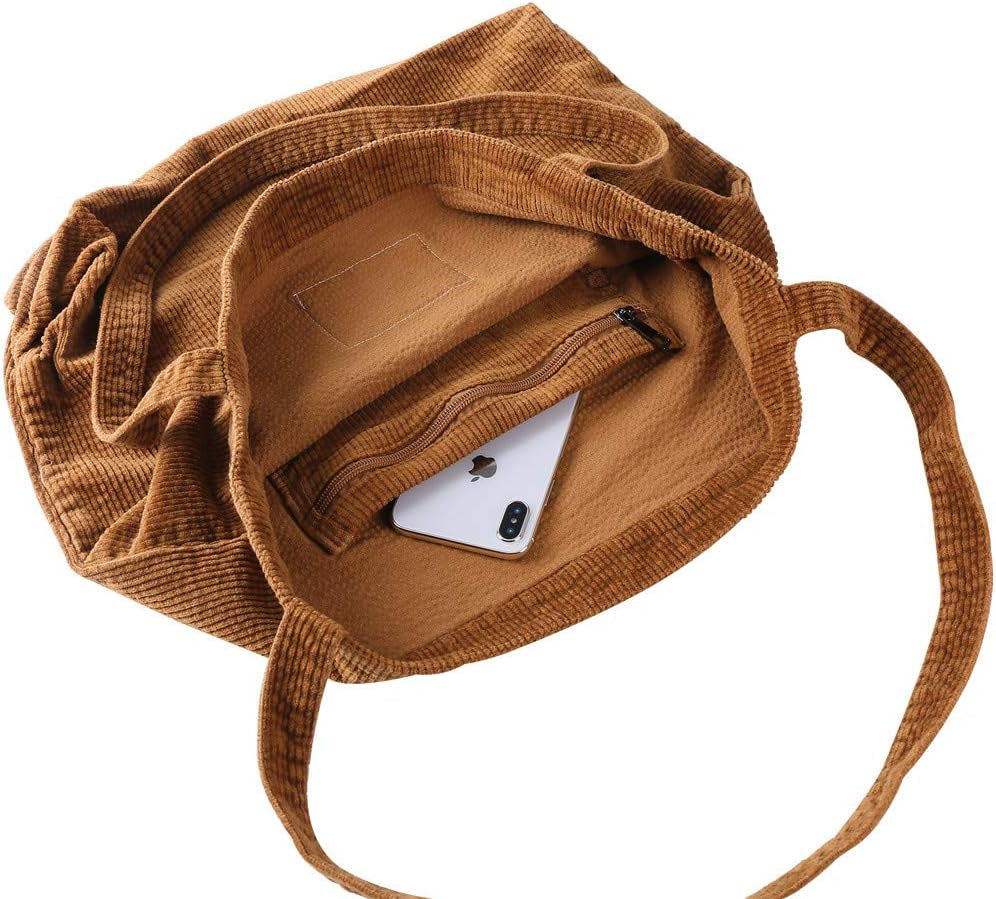 Women Shoulder Handbags Casual Hobo Bags Corduroy Shopper Tote Bag