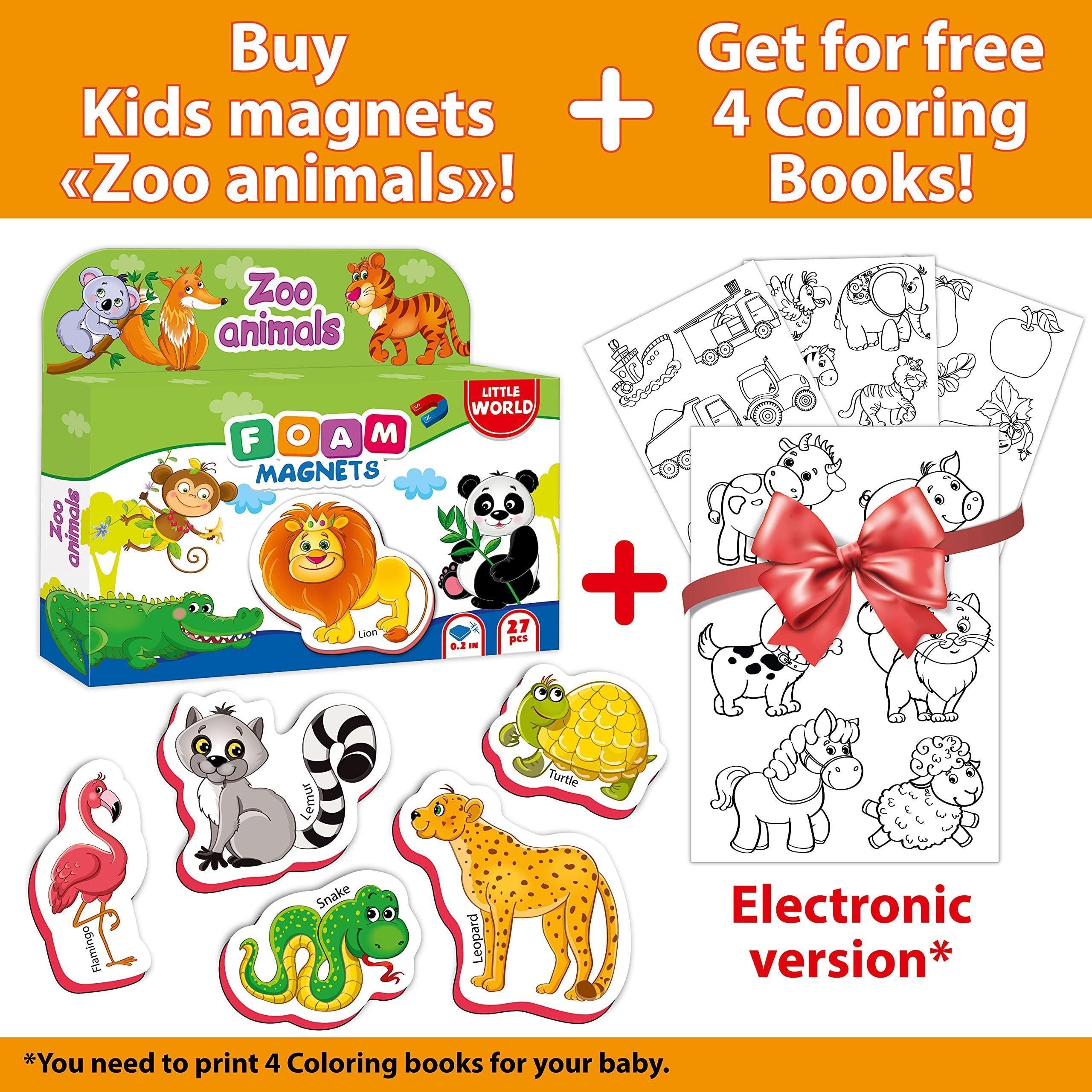 27 Fridge Magnets for Toddlers 13 Years Zoo Animals Foam Magnets for Kids