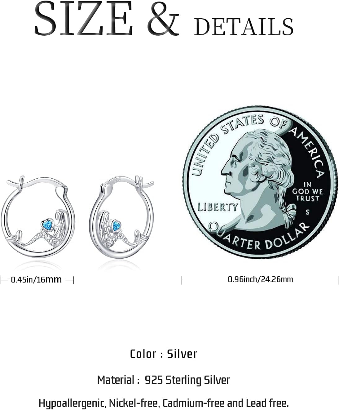 Animal Earrings 925 Sterling Silver Hedgehog/Cat/Raccoon/Mermaid/Panda Hoop Earrings Hypoallergenic Hoop Huggie Earrings Animal Jewelry Gifts for Women