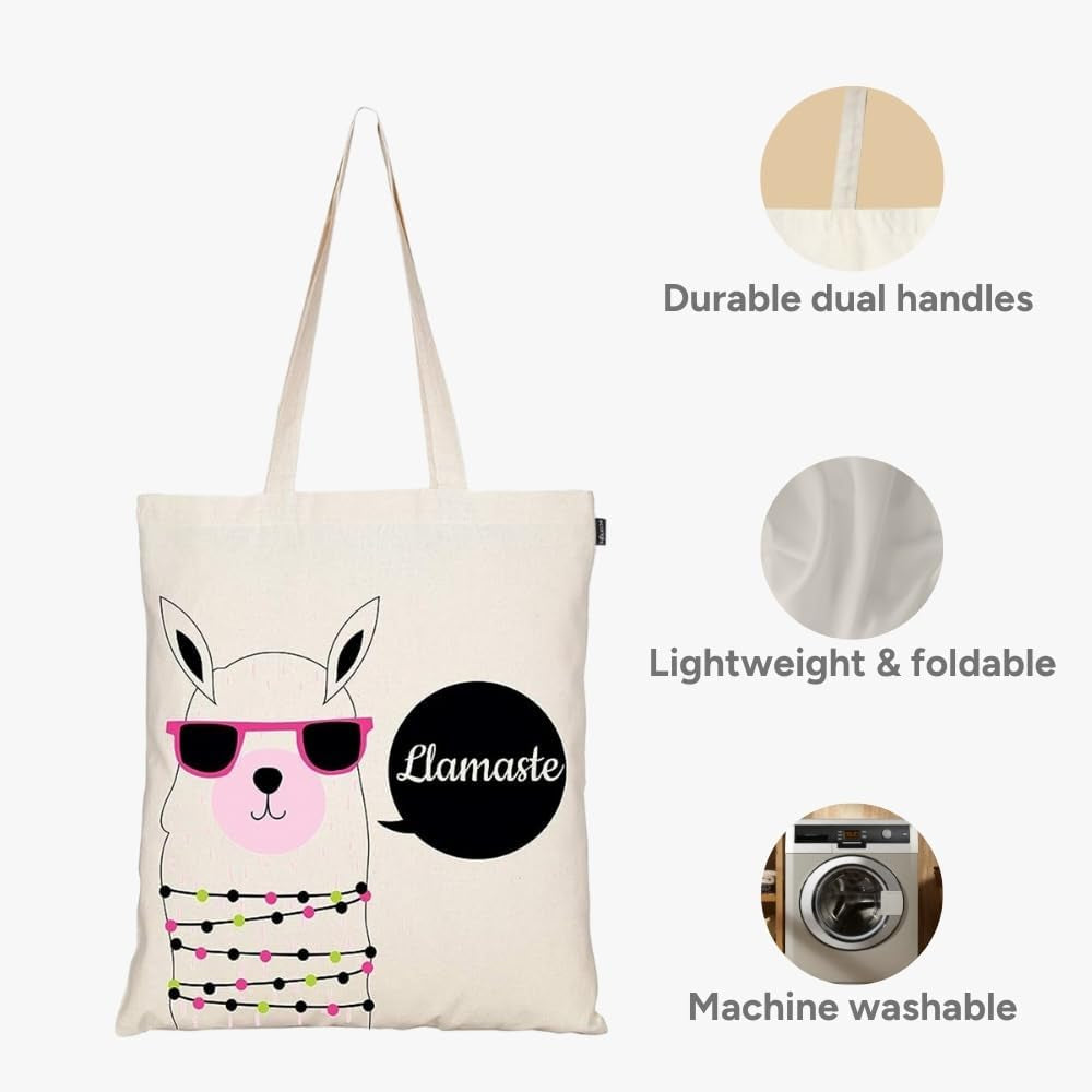 Canvas Reusable Cotton Tote Bag for Women, for School, Grocery, Shopping, Beach & Gifts for Womens