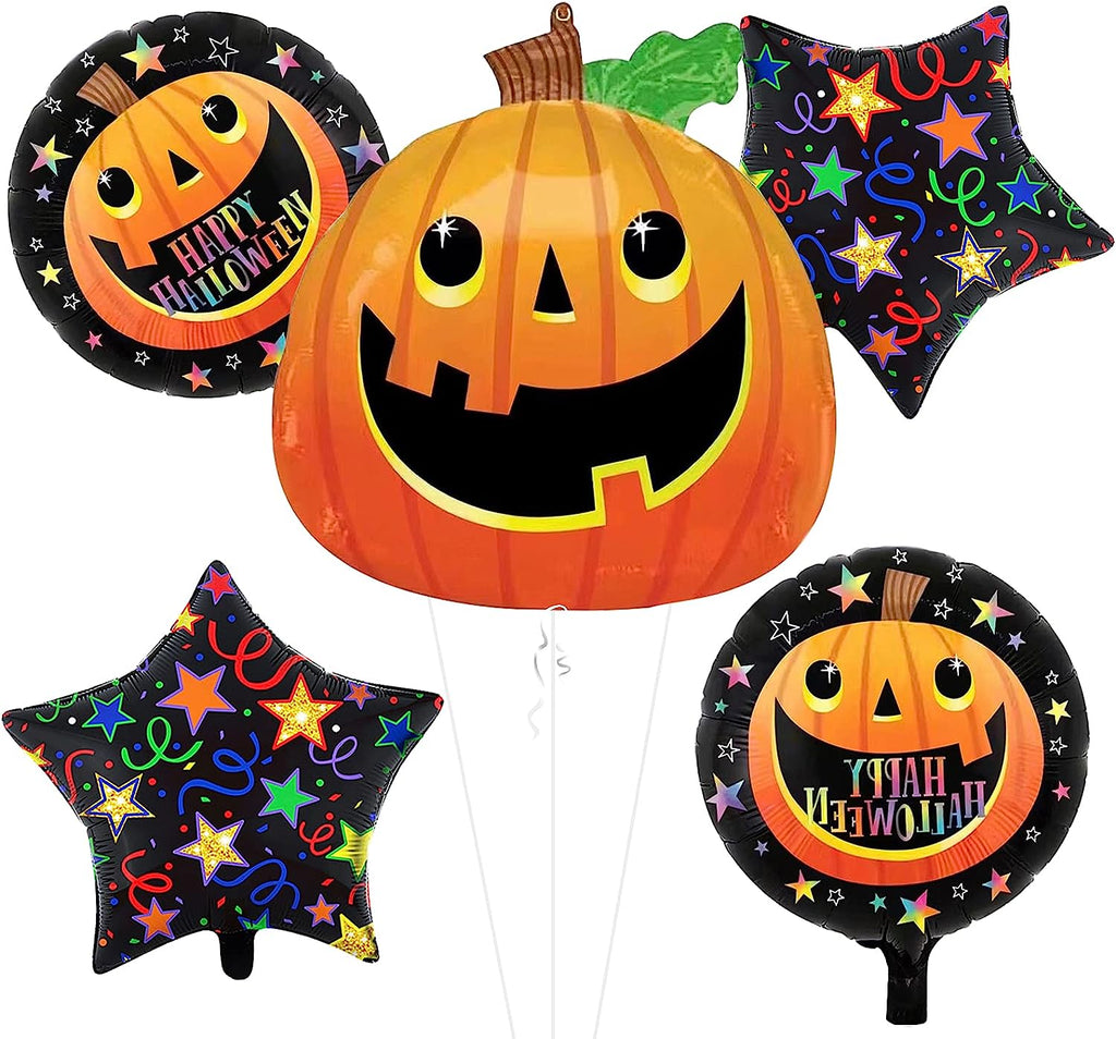 5PCS Large Halloween Foil Balloons Pumpkin Giant Balloon for Halloween Party Decorations Supplies
