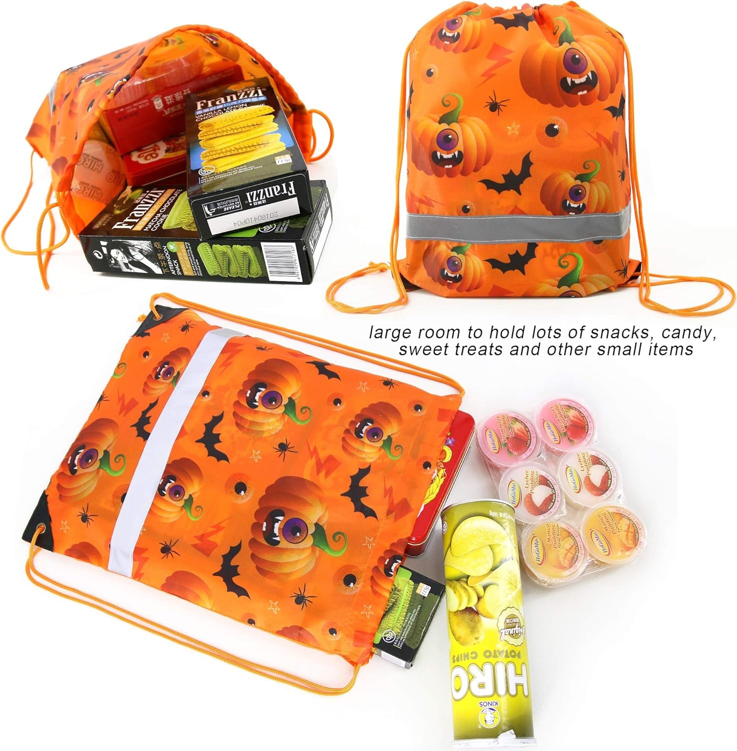 Halloween Bags Drawstring Backpack Candy Bags Halloween Treat Goodie Bags Halloween Party Favors Supplies Bag for Kids 10 Pack