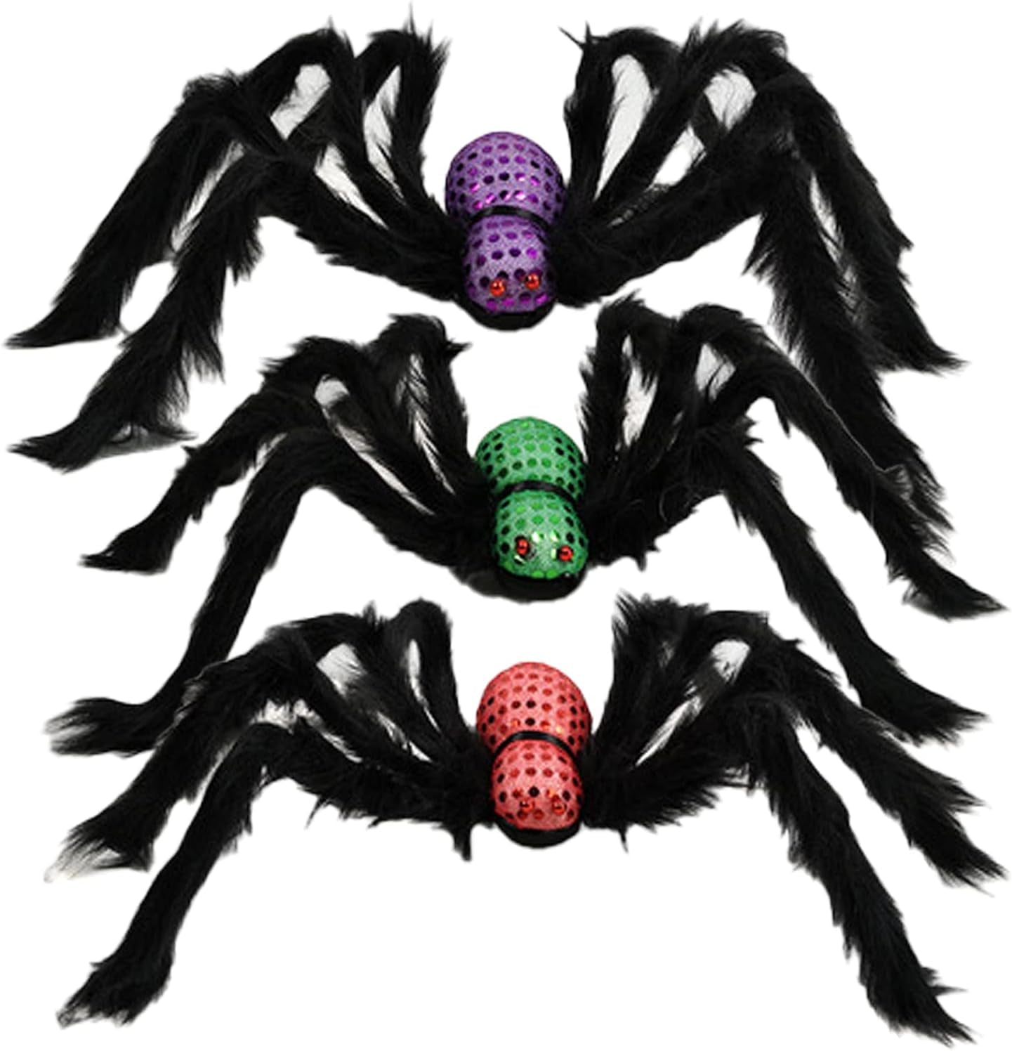 Halloween Giant Spider Decorations Realistic Hairy Spiders Sets Scary Fake Spider Props for Halloween Haunted House Indoor and Outdoor Decor (Halloween Spider Props 3Pcs)