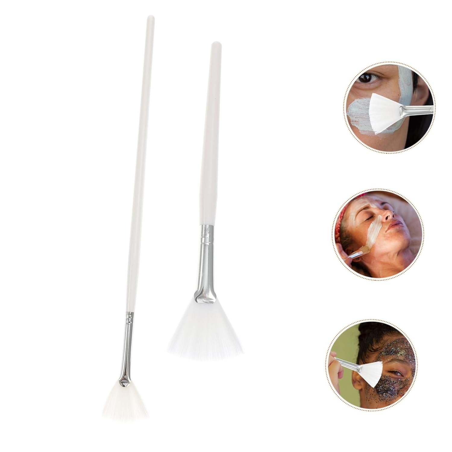 2Pcs Ergonomic Fan Shaped Beauty Brush Facial Mask Applicator Brush Women Beauty Tool