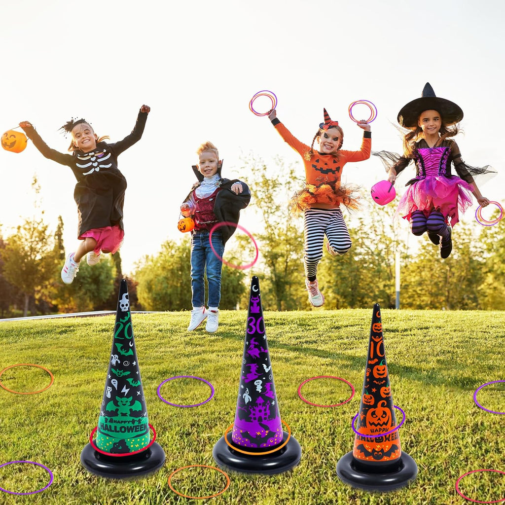 3 Pack Witch Hat Halloween Inflatables Ring Toss Game - Fun Halloween Games,Toys & Party Supplies, Games & Toys for Kids Adults