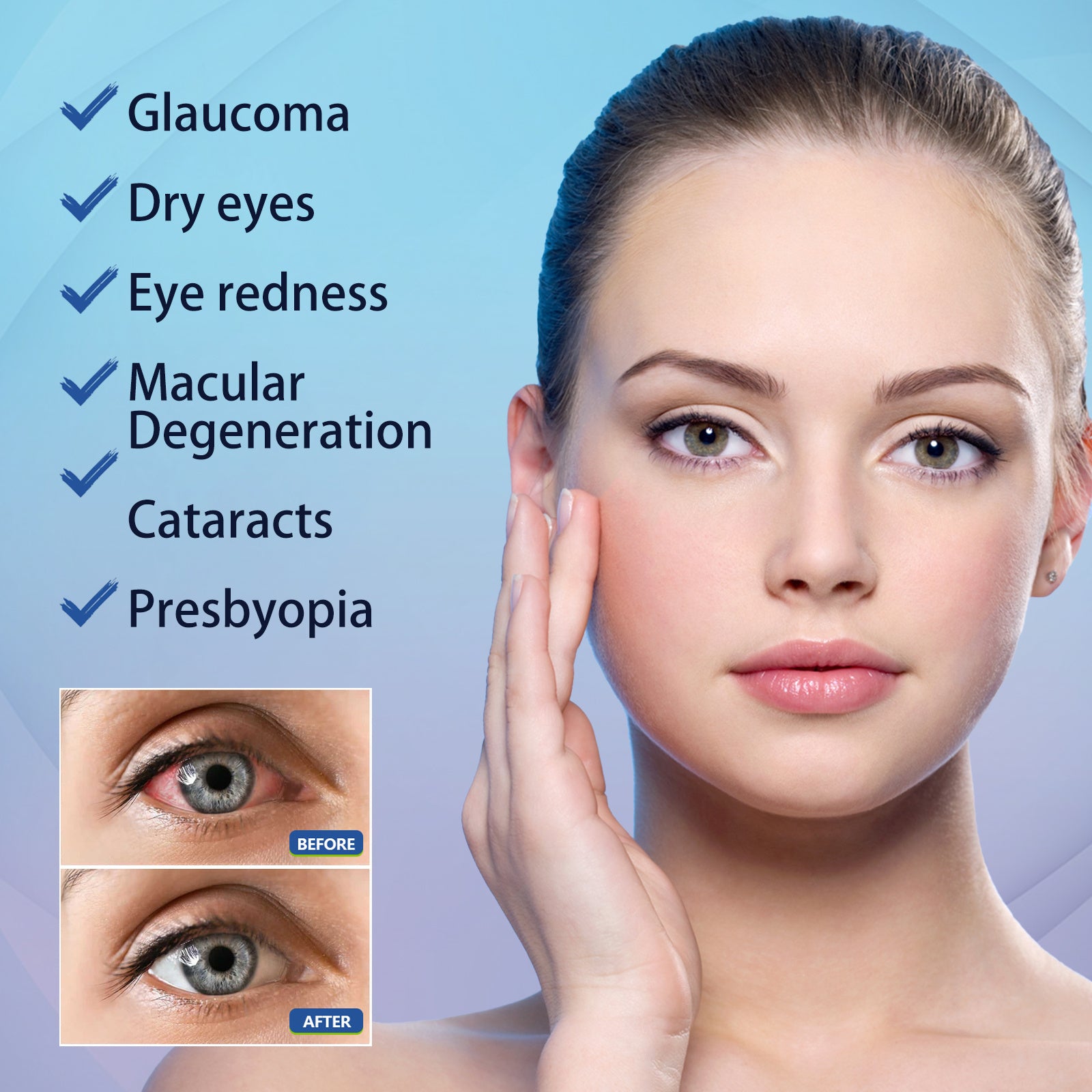 EELHOE Eye Drops Relieve Redness And Blurred Eyes Eye Fatigue Dryness Blurred Vision Moisturizing Eye Care Solution