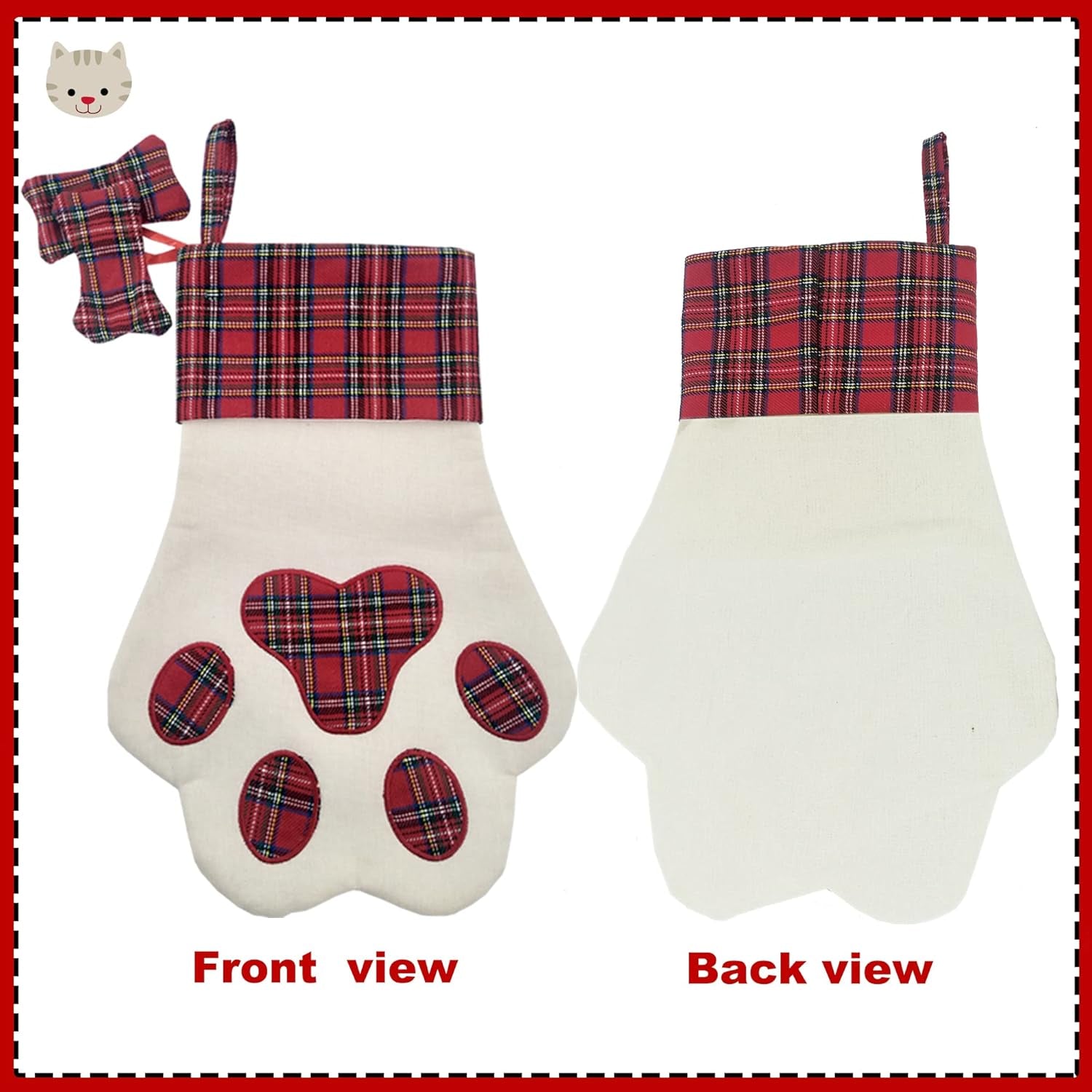Dog Christmas Stocking, Pet Christmas Stocking, Animal Christmas Stockings, Pet Paw Pattern Stocking,Classic Hanging Stocking for Christmas Decorations