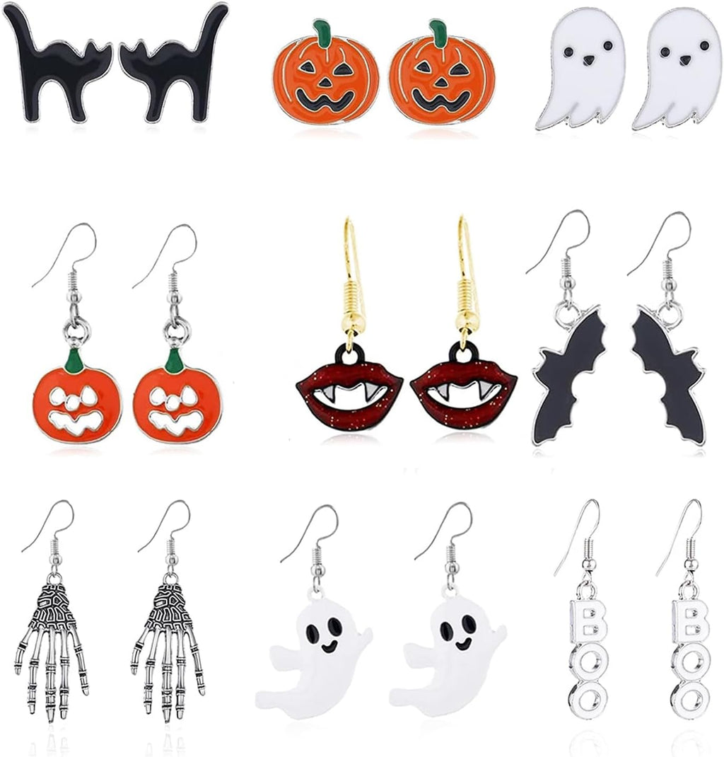 Halloween Earrings for Women Spooky Skull Skeleton Spider Dangle Earrings for Women Halloween Jewelry Party Dress Costume Accessories Holiday Jewelry Gifts