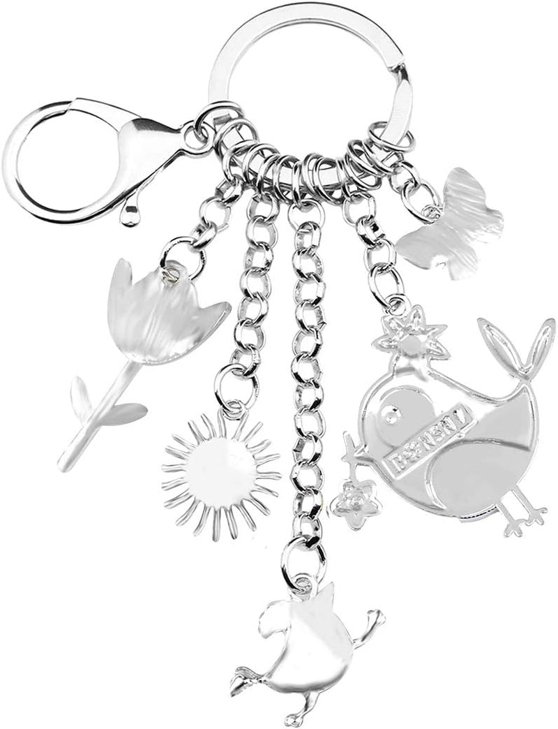 Enamel Zinc Alloy Birds Flower Butterfly Key Chains Keyrings for Women Handbag Car Key