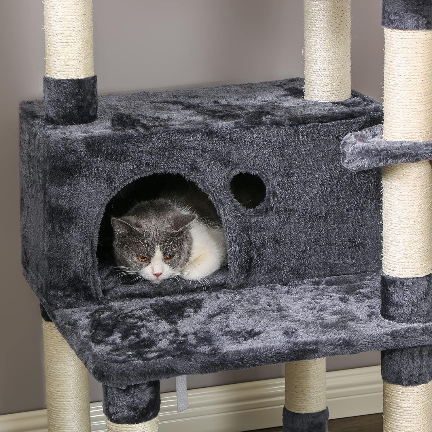Cat Tree Cat Tower Large Cat Condo and Top Plush Perches Cat House with Sisal Scratching Post Kitty Stand Climbing Furniture MMJ52H