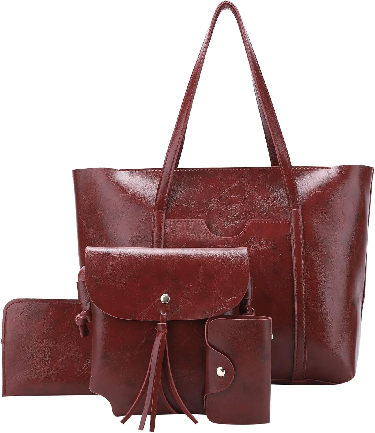 Handbag for Women Shoulder and Purse Bag Fashion Tote Bag Top Handle Satchel Purse Set 4Pcs